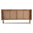 thumbnail image 3 of Baxton Studio Rina Mid-Century Modern Ash Wanut Finished Wood and Synthetic Rattan Full Size Wrap-Around Headboard, 3 of 6