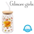 thumbnail image 4 of Silver Buffalo Gilmore Girls Luke's Diner Logo Vaso de vidrio con tapa de bambú y pajita de vidrio, 16 onzas, 4 of 5