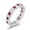thumbnail image 3 of Eternity Princess Cut Band Ring Ruby CZ 925 Sterling Silver Size 7, 3 of 5