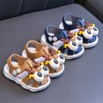 thumbnail image 4 of Xfvqtps Baby Infant Toddler Boys and Girls Squeaky Sandals Cute Cartoon Deer Close Toe Hollow out Press Buckle Soft Sole Non Slip Washable Lightweight Summer PVC Newborn First Walker Crib Navy, 4 of 5