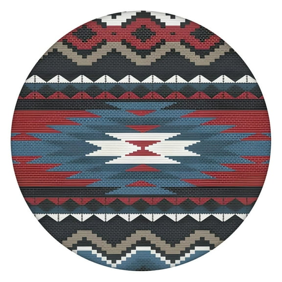 Vibrant Bohemian Floral Round Tablecloth with Elastic Hem, Fits 52 to 56 Inch Circular Table for Dining Room Decor and Garden Party