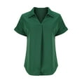 thumbnail image 4 of Women's Short Sleeve Chiffon Blouses for Office Work Business Attire Collared Shirts, 4 of 7