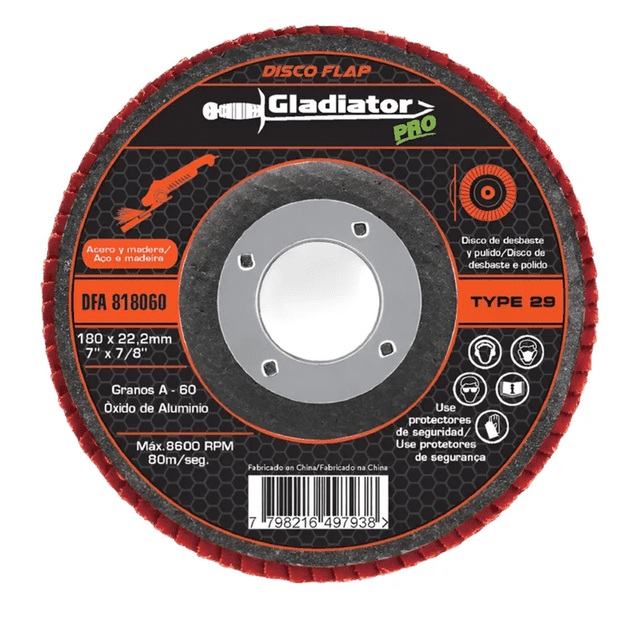 GLADIADOR DISCO LAMINADO 7" OXIDO ALUMINIO G#60 DFA818060/29 negro
