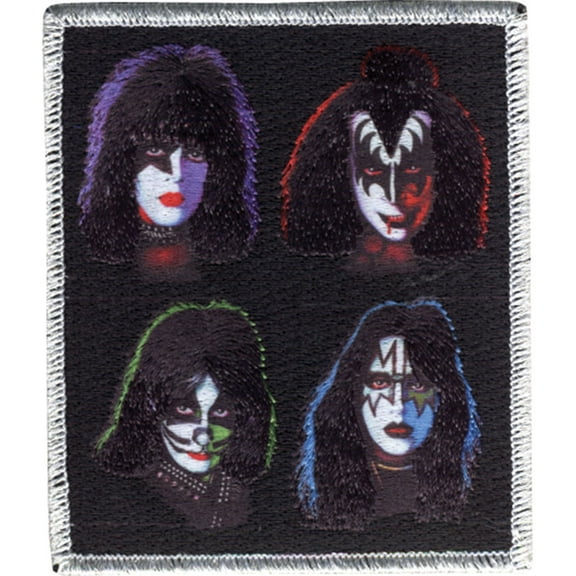 KISS Men's 4 Heads Embroidered Patch Black