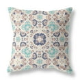 thumbnail image 2 of 18"x18" White Gray and Teal Zip Broadcloth Floral Throw Pillow, 2 of 5