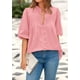 thumbnail image 3 of Blusa PRETTYGARDEN para mujer, verano 2025, manga corta, rosa, 3 of 9
