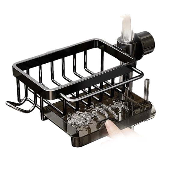 Kitchen Sink Faucet Organizer, Faucet Drainer Basket Sponge Holder, Space Saving Sink Rack for 0.7-1.1 Inch Round Water Pipe