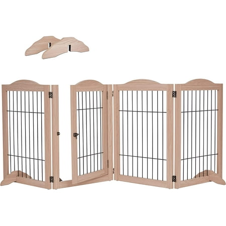 UPC: 0843812170833 | Arf Pets Freestanding Dog Gate 4 Panel 360° Configurable Pet Wooden Fence