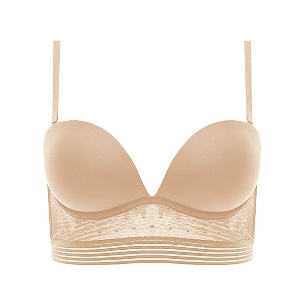 PEASKJP Women's Seamless Bra Wireless Longline Full Coverage Bra with Back  and Side Support Regular and Plus Size, Beige 36