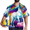 thumbnail image 4 of Robot Unicorn Attack Men's Short Sleeve Hawaiian Print Button Down Beach Shirt, 4 of 6