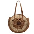 thumbnail image 1 of GEEK - Nuevo bolso de playa redondo de paja para mujer, bolso de hombro tejido grande vintage, bolso de rafia circular de ratán, bolso bohemio para vacaciones de verano, 1 of 5