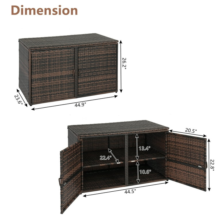 Ktaxon 104 Gal Outdoor Rattan Deck Box, Wicker Patio Storage