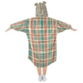 thumbnail image 2 of FORMRS Wearable Blanket Hoodie with Sleeves for Kids Cozy Flannel Sweatshirt, Red Green Tartan Pattern, 2 of 7