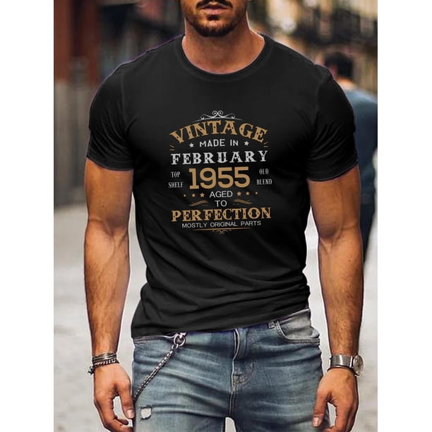 Camiseta informal de manga corta para hombre con estampado de letras vintage, algodón transpirable, cuello redondo, perfecta para salidas de verano. Camiseta para adultos, hombres, mujeres, adolescent