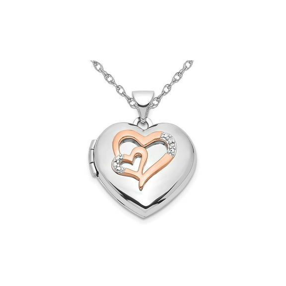 Heart Locket Pendant Necklace in Sterling Silver with Chain