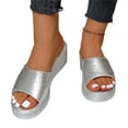 thumbnail image 3 of Xucatan Women's Floral Embroidered Detail Wedge Mules, Round Toe Open Toe Platform Slippers with Padded Insole, Chunky Heel Casual Summer Sandals, Versatile Solid Color Design for Beach Outdoor Gift, 3 of 8