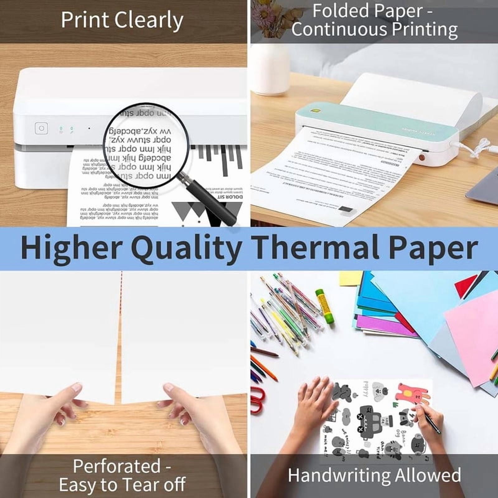 SJPACK 300 Sheet Thermal Printer Paper 8.5" x 11" US Letter Size Quick-Dry Thermal Printing Paper Inkless Printing