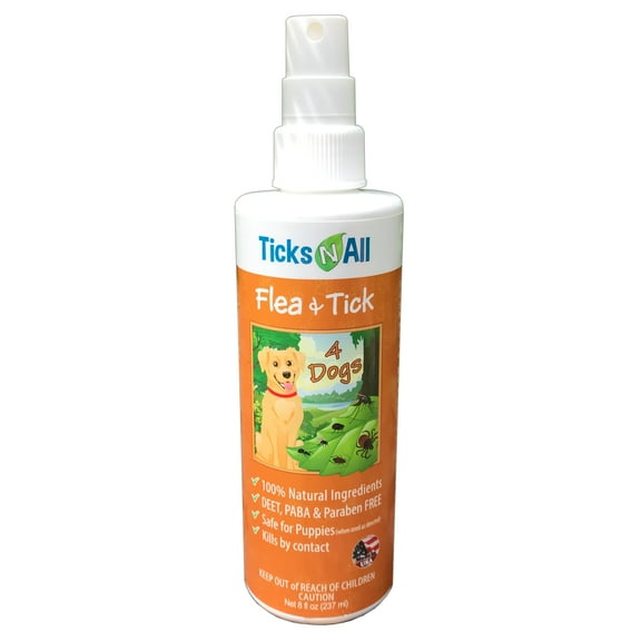 Ticks-N-All Organic Flea & Tick Repellant for Dogs, 8 Oz