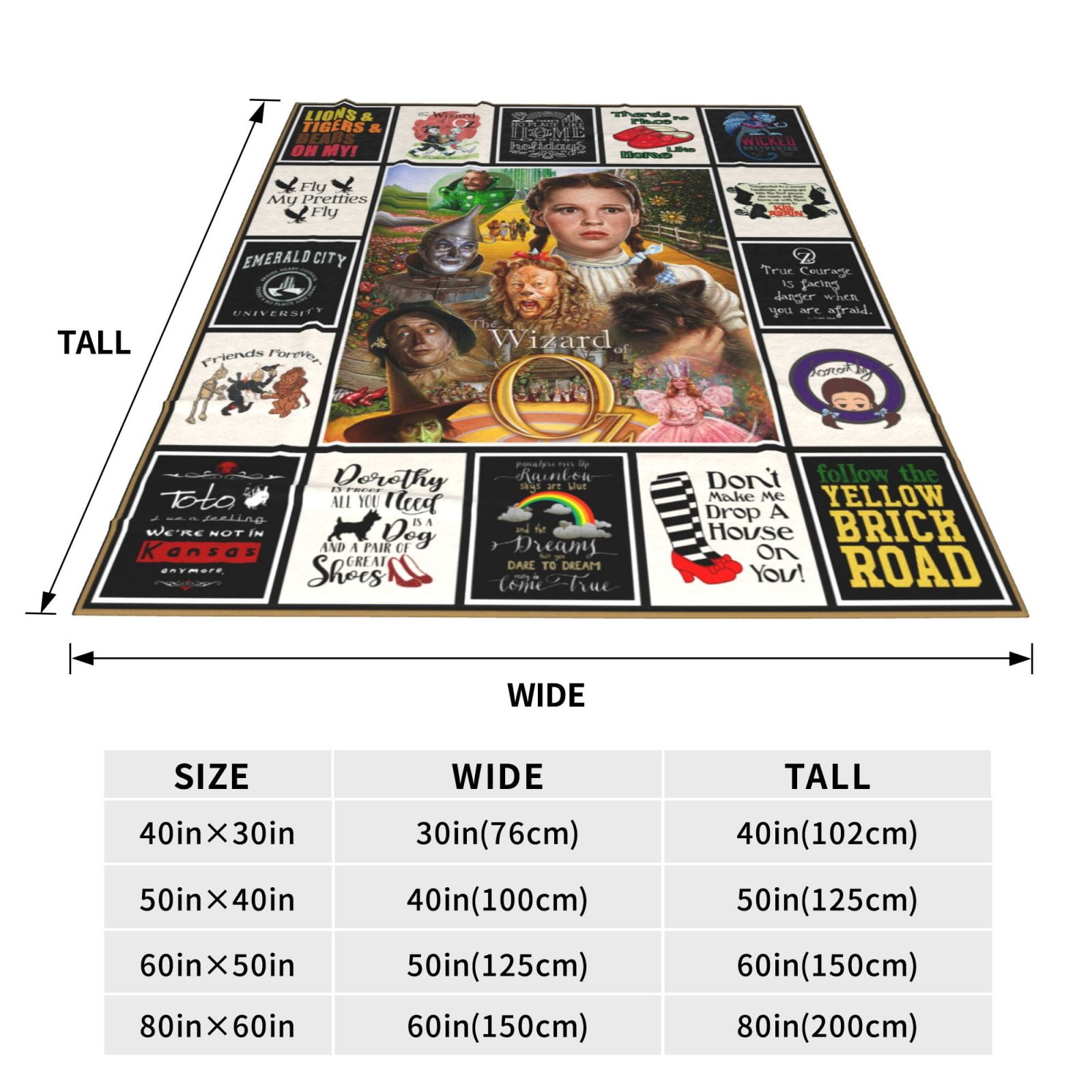 The Wizard of Oz Throw Blanket 80"X60" Soft Flannel Lightweight Plush Air Conditioner Quilt Suitable For Sofa,Living Room,Bedroom,Double Bed