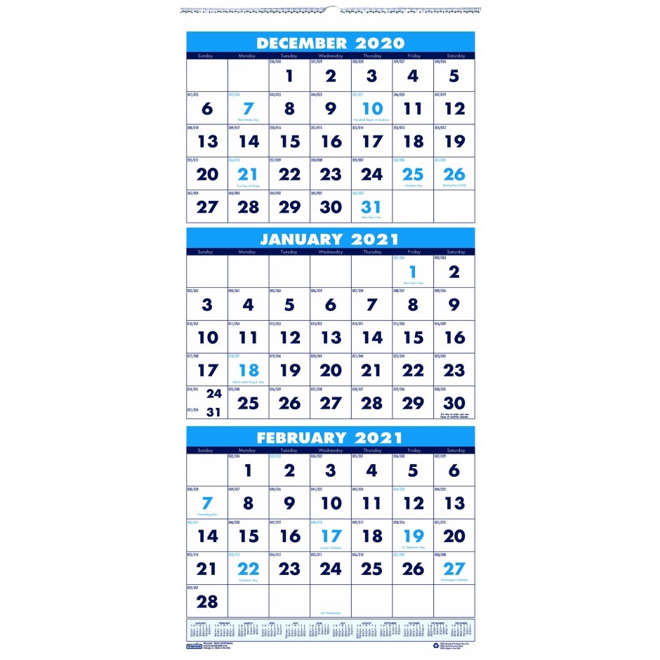 Three Month Vertical Wall Calendar 8 X 17 Inches Walmart