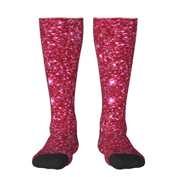 Balery Pink Glitter Calcetines novedosos Calcetines deportivos Calcetines hasta la rodilla Calcetines de algodón Calcetines originales y geniales