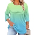thumbnail image 1 of Neewe Womens Plus Size Tops 3/4 Sleeve Shirts Crewneck Pleated Blouses Dressy Casual Fashion Tunic Top (1X-5X), 1 of 5