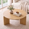 thumbnail image 6 of Aitjunz 33" Round Coffee Table, Modern Wood Center Table with Unique Pedestal Base for Living Room, Natural, 6 of 8