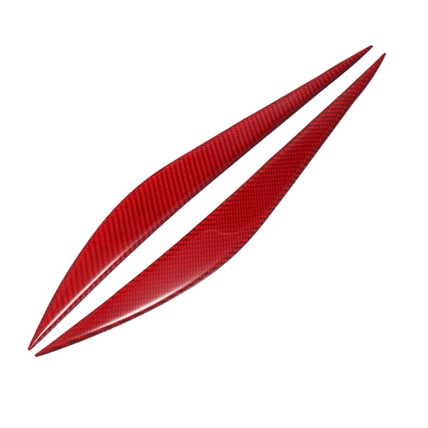 1 Par Coche Faro Cejas Pegatina Carbono Fibra Patrón Rojo