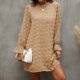 thumbnail image 2 of Vestido de manga larga para mujer elegante dulce punto una línea verano otoño Casual moda suelta fiesta tela caqui L, 2 of 6