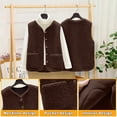 thumbnail image 6 of HAJWOH Women's Fuzzy Fleece Vest Oversized Sherpa Button Down Jacket Fall Fashion Warm Sleeveless Cardigan Outerwear, 6 of 6