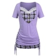 thumbnail image 1 of Camiseta Cuello Redondo a Cuadros Tamaño Plus Rosegal Camisetas tallas grandes, 1 of 5
