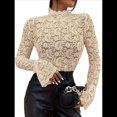 thumbnail image 2 of Blusas de Encaje para Mujer, Blusas Transparentes de Larga para Mujer, Blusas Informales Elegantes. Albaricoque M, 2 of 9