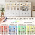 thumbnail image 3 of MEISSALIVVE 78.7" Kitchen Pantry Cabinet with Glass Doors & LED Lights, Freestanding Storage Hutch with Shelves, White Pantry Cupboard, 62.99" W x 15.7" D, 3 of 7