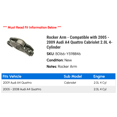 thumbnail image 2 of Rocker Arm - Compatible with 2005 - 2009 Audi A4 Quattro Cabriolet 2.0L 4-Cylinder 2006 2007 2008, 2 of 2