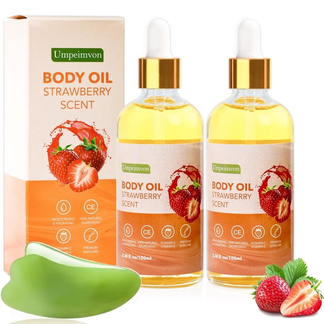 Aceites Corporales Umpeimvon Fresa Gua Sha con Vitamina C y E Paquete de 2