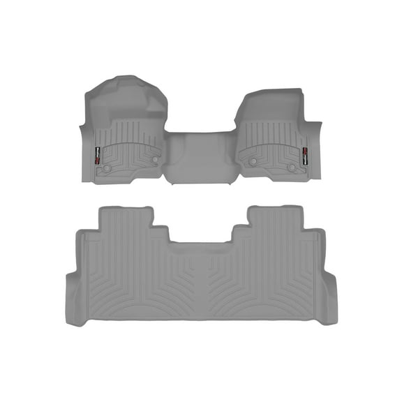 WeatherTech Custom Fit FloorLiners compatible with 2025-2025 Ford Super Duty - 1st Row Over-The-Hump & 2nd Row, Grey