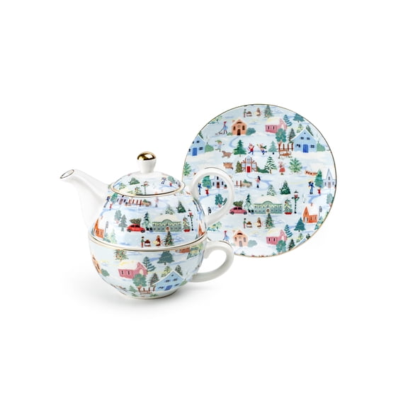 Grace Teaware Christmas Village Fine Porcelain Tea For One Set