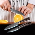 thumbnail image 3 of Juego de 5 cuchillos de cocina clásicos de Damasco con mango cómodo., 3 of 8