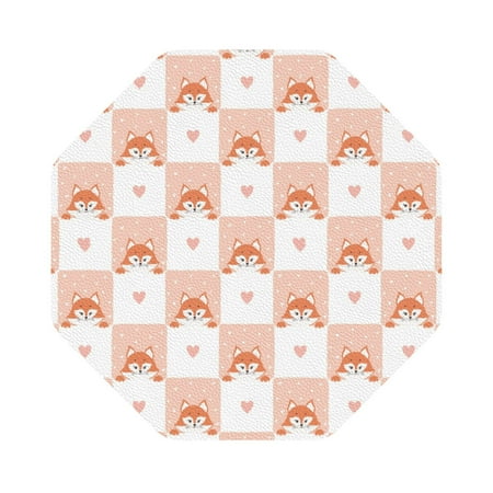 

Pofeuu love plaid fox Print Leather Coasters Set of 6 Round Cups Mugs Mat Pad for Home Kitchen Heat Resistant Drink Coasters Octagon