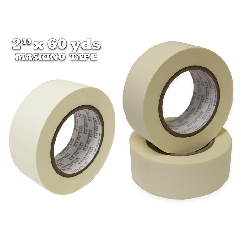 2x60 yds White Masking Tape 1 Roll General Purpose Beige Painter's Tape  for Painting, Labeling, Packaging, Craft, Art, Hobbies, Home, Office,  School Stationary, etc. by WholesaleArtsFrames-com 
