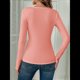 thumbnail image 4 of Camiseta de Punto Ajustada de Larga con Encaje Floral Brillante y Diamantes de Imitación para Mujer Rosa XL, 4 of 6
