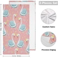 thumbnail image 2 of SKYSONIC 2 Pack Cartoon Cute Swan Hand Towels for Bathroom, Pink Star Kitchen Towel Ultra Soft and Absorbent Decorative Fingertip Face Bath Towels for Spa & Hotel, 28.3"x 14.4", 2 of 5