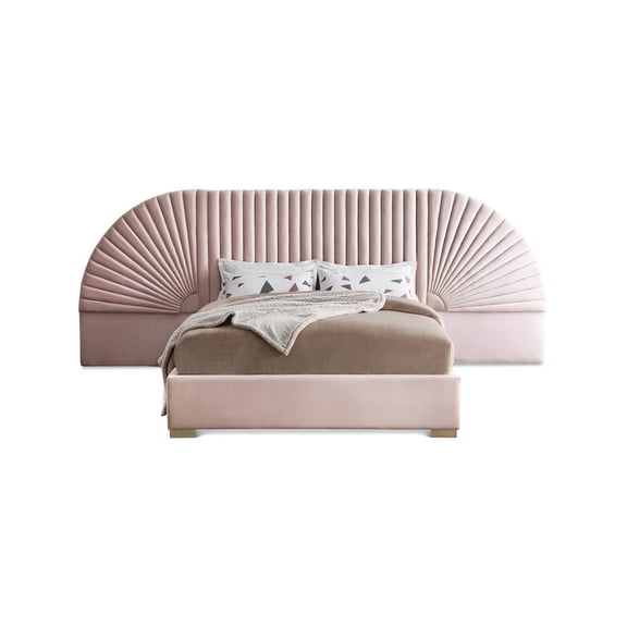 Meridian Furniture Cleo Pink Velvet King Bed