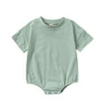 thumbnail image 1 of Mono de bebé y niños, pantalones para niñas, mangas cortas, cuello redondo, mono sólido, 1 of 4