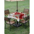 thumbnail image 3 of Outdoor Tablecloth with Umbrella Hole and Zipper, Red Gnomes Christmas Square Table Cloth 60x60 Inch Waterproof Tablecloth, Snowflake Xmas Tree Gifts Winter Picnic Table Cover for Patio Camping, 3 of 7