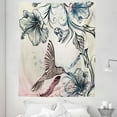 thumbnail image 1 of Nature Tapestry, Floral Art in Vintage Style Bird Hibiscus Flowers and Feathers, Fabric Wall Hanging Decor for Bedroom Living Room Dorm, 5 Sizes, Teal Brown, by Ambesonne, 1 of 1
