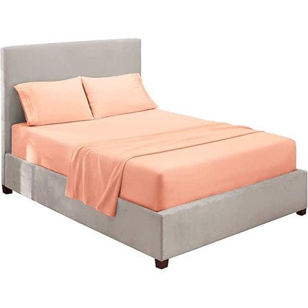 Clara Clark Bed Sheets, Premier 1800 Series 4 Piece Bed Set, Deep Pocket Brushed Microfiber, Wrinkle, Fade, Stain Resistant, California King Peach