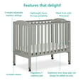 Dream On Me 2in1 Folding Portable Mini Crib, Cool Grey