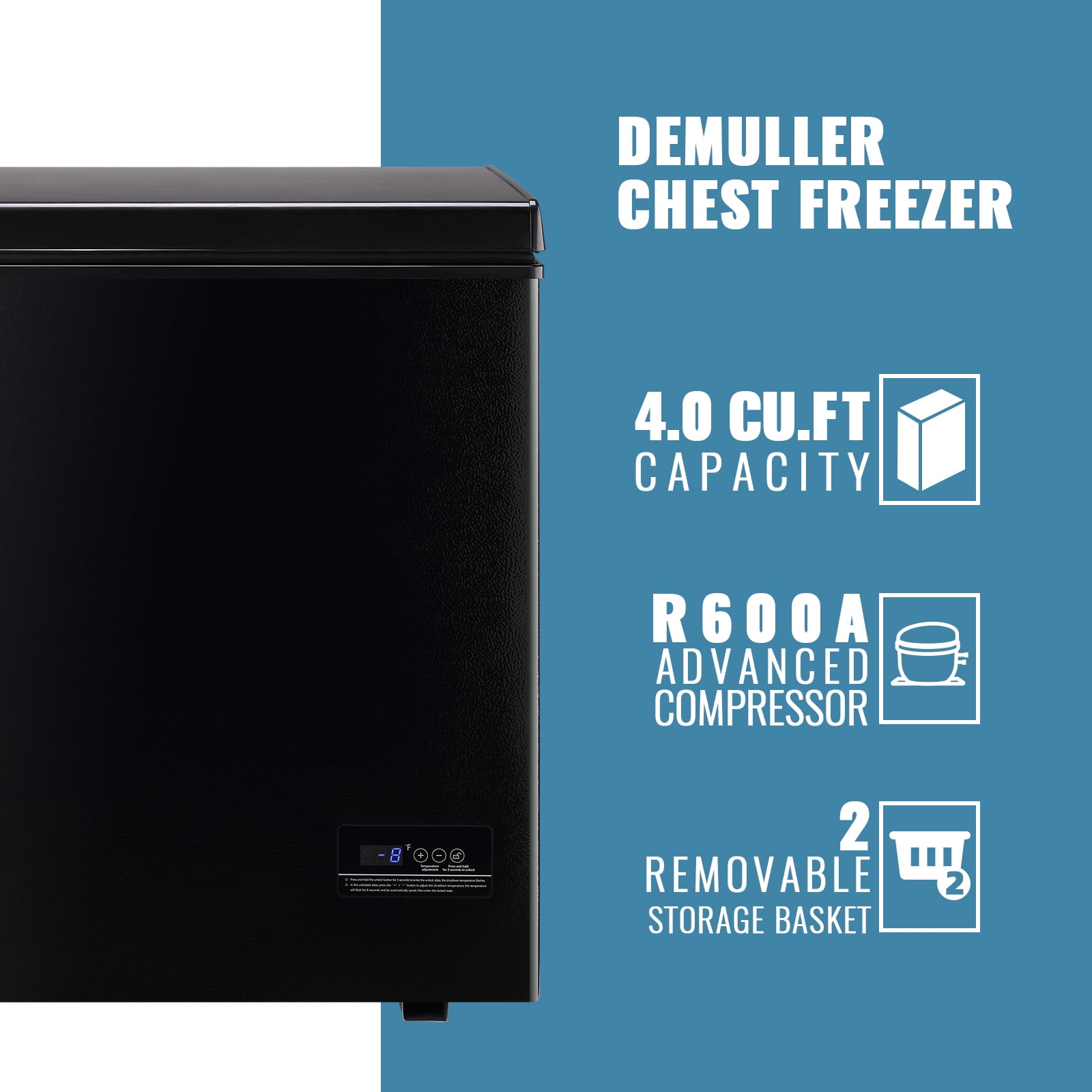DEMULLER Chest Freezer Small Deep Freeezer with 2 Removable Baskets,  Compact Freezer with Digital Control Panel accurate to 1 ℉, Mini Freezer  for Homes Garages Basements White - Yahoo Shopping