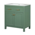 thumbnail image 2 of 30" Bathroom Cabinet With Ceramic Sink, Solid Wood Frame Bathroom Vanity With Flip-out Drawer, Modern Storage Cabinet With 2 Soft-Close Doors, Shelf, 2 of 9